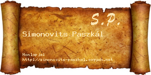 Simonovits Paszkál névjegykártya
